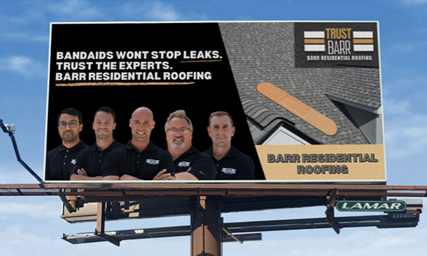 Barr Roofing billboard